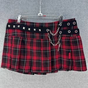 VTG Tripp NYC Women's sz L Tartan Pleated Mini Skirt Grunge Rock Emo Y2K Goth